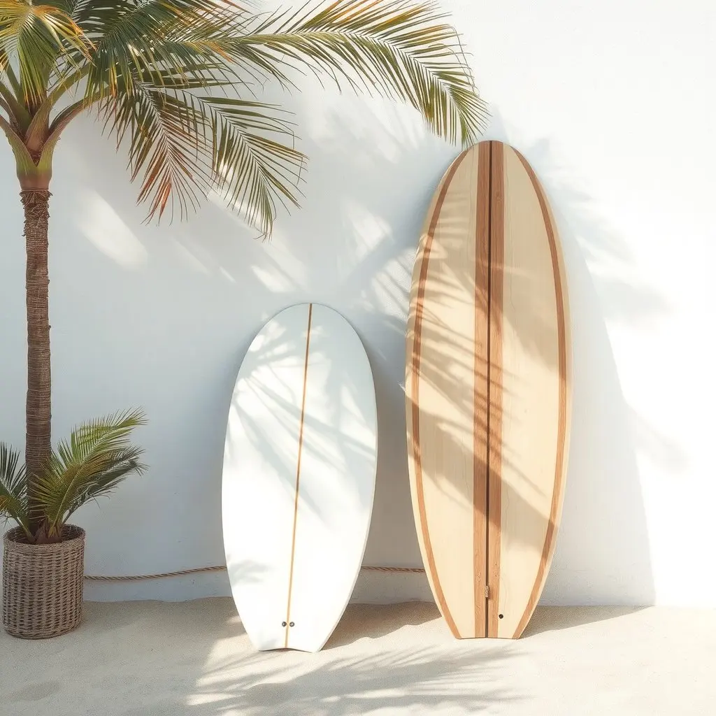 Planche de surf avec accessoires de plage